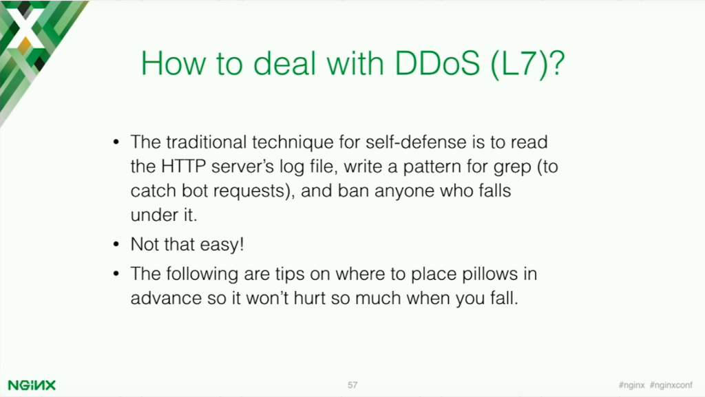 The traditional technique for defense is to read the HTTP server's log file and write a pattern to catch bot request and ban them [presentation by Stepan Ilyan, cofounder of Wallarm, at nginx.conf 2016]