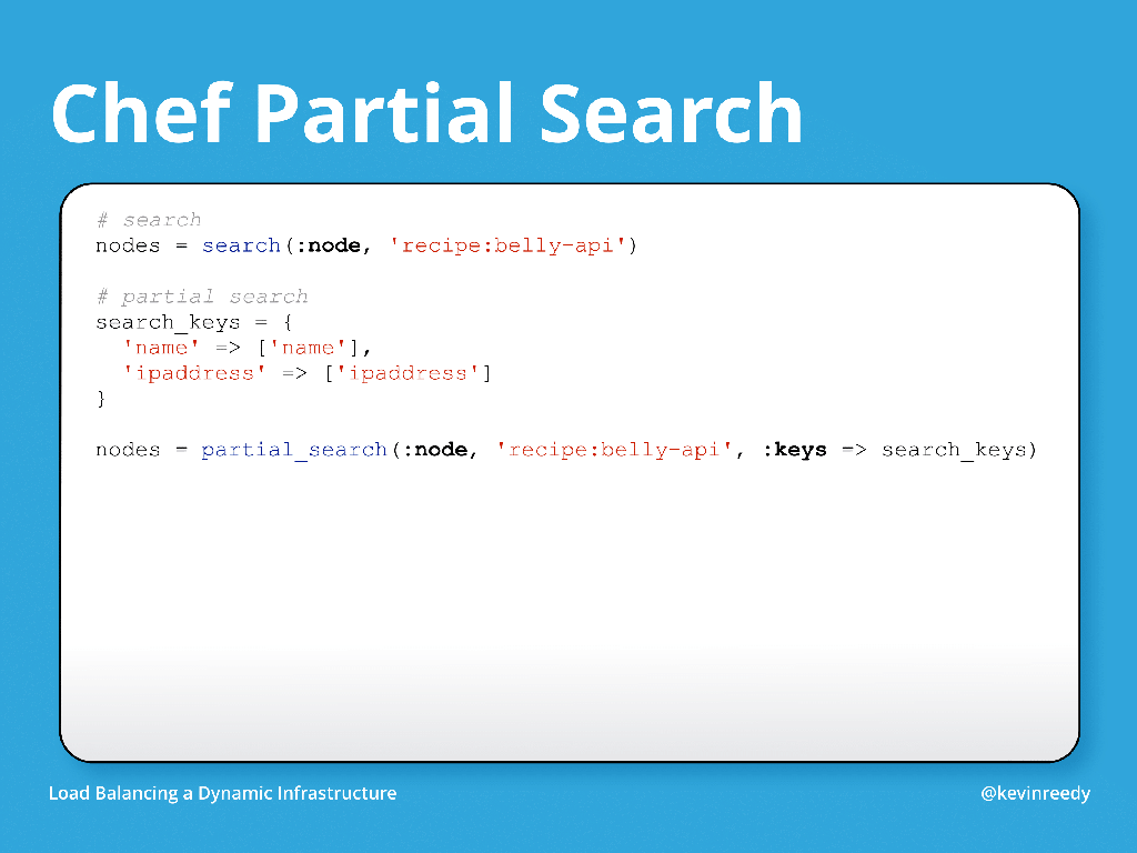 Example of Chef partial search [presentation by Kevin Reedy of Belly Card at nginx.conf 2014]